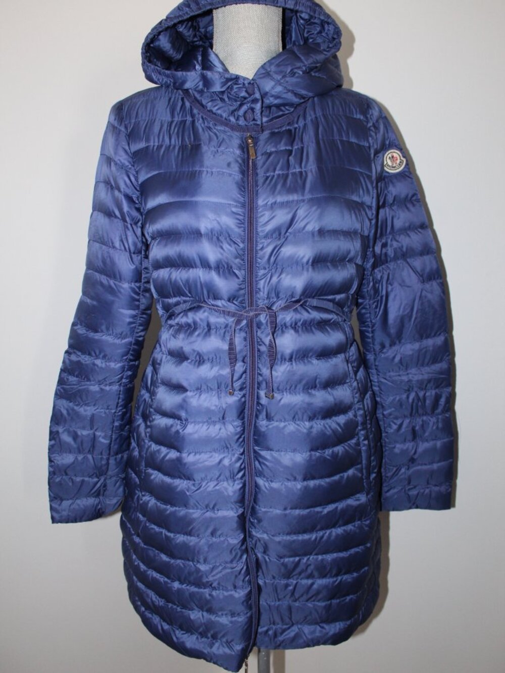 Moncler Light Weight Blue Down Puffer Hooded Coat Jacket Tie Moncler SZ 3 M - Picture 5 of 13